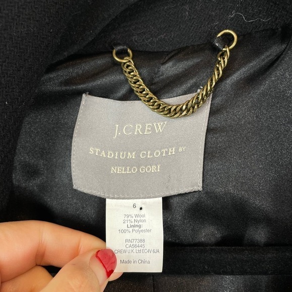 J. Crew Stadium Cloth by Nello Gori Wool Blend Cocoon Coat Black Size 6 - Picture 6 of 13